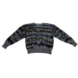 Celebrity Club Vintage Sweater Unique Zig Zag Mountain Pattern - Size XL